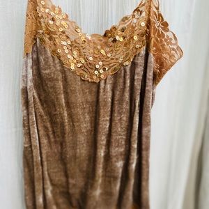 Classy Camel Tank with Sequins